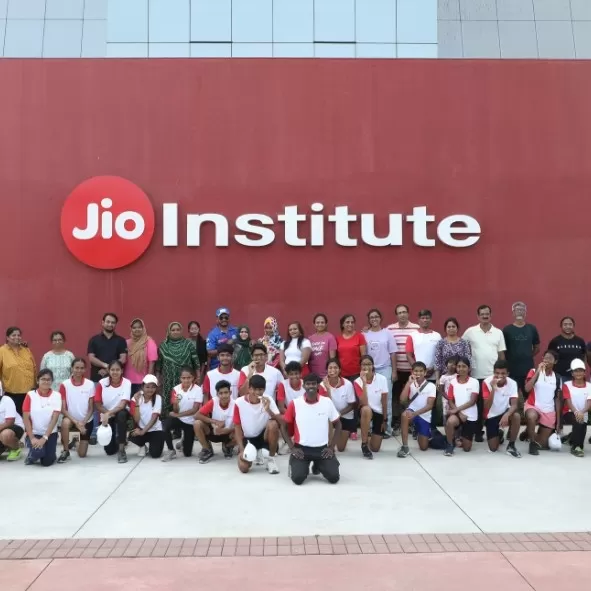 Participants and Jio Institute staff pose after the event