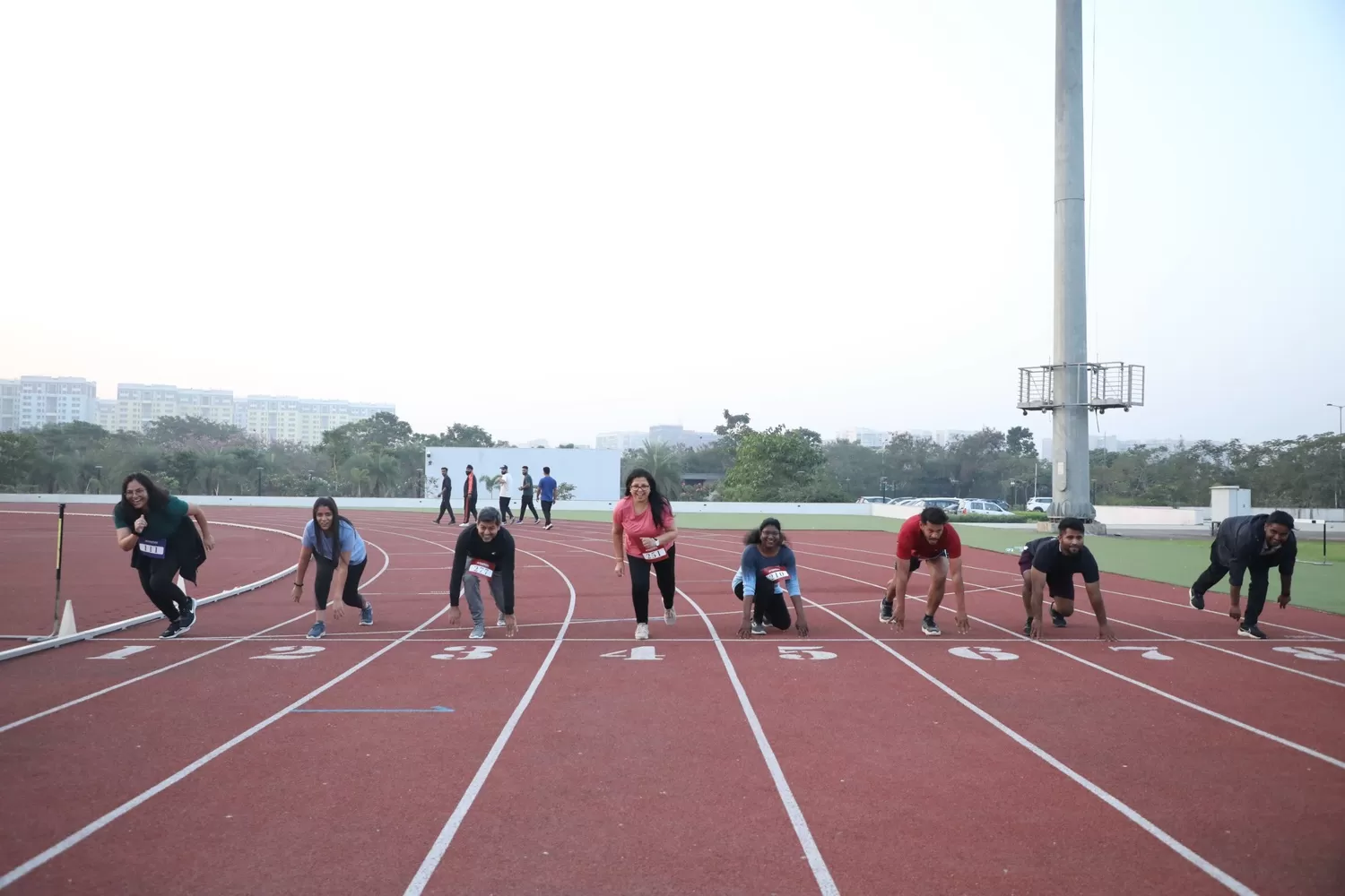 Fun running activity at start line