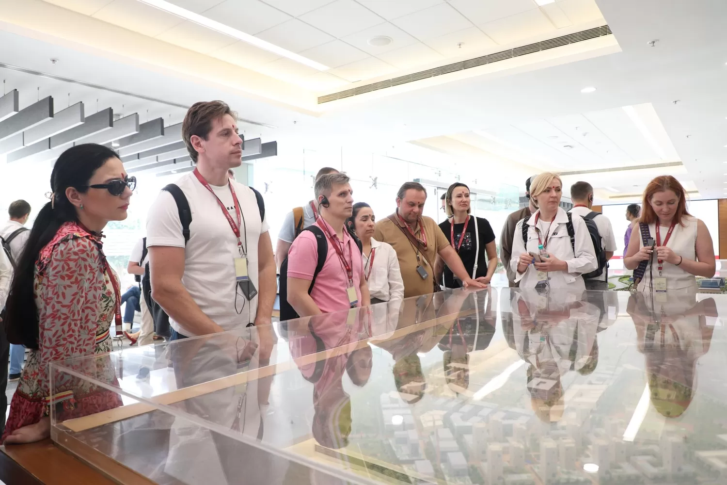 Students viewing the campus plan