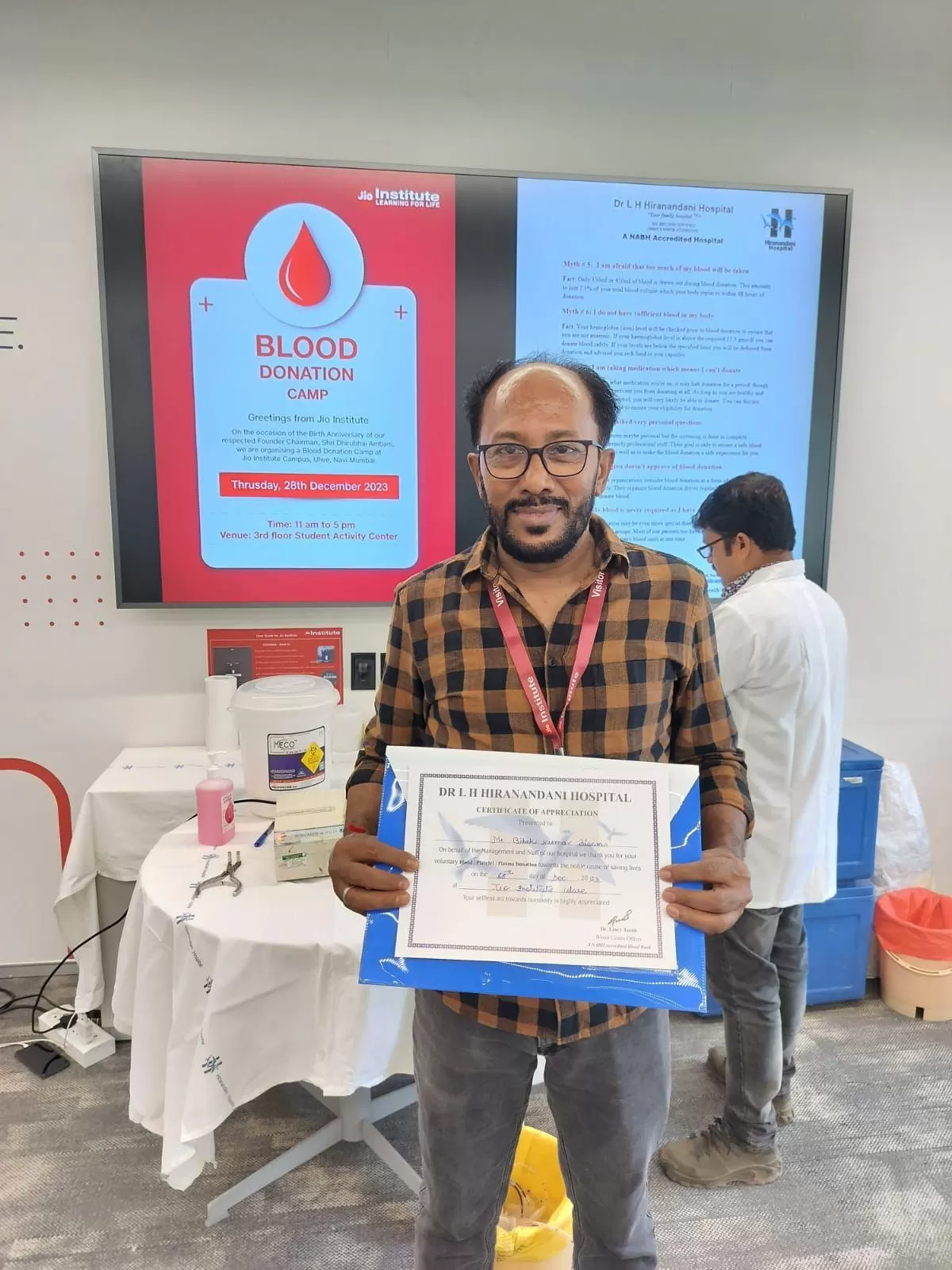 Blood Donation Camp at Jio Institute in collaboration with Dr. L.H. Hiranandani Hospital, Powai