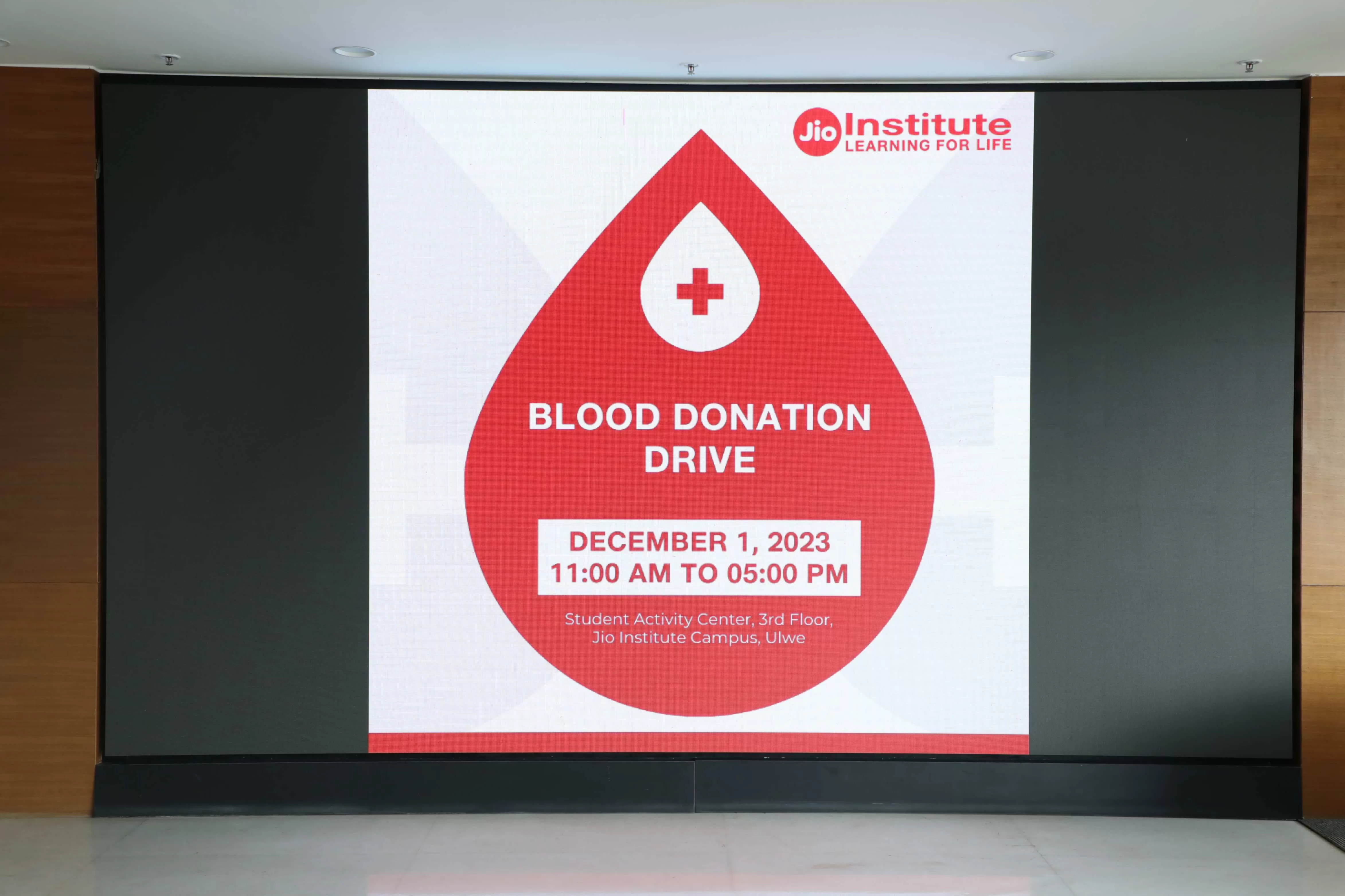 Jio Institute collaborated with Sir H.N. Reliance Foundation Hospital to organize a Blood Donation Drive, where students, staff, and faculty actively participated and contributed to this noble cause.